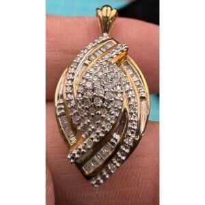 Vintage Gold-Plated Sterling Silver Pendant w/ Diamond Accent Stones | Tested |